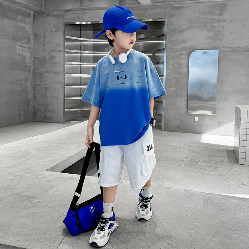 男童夏季套装2025新款夏装短袖中大童儿童男孩痞帅炸街运动夏款潮
