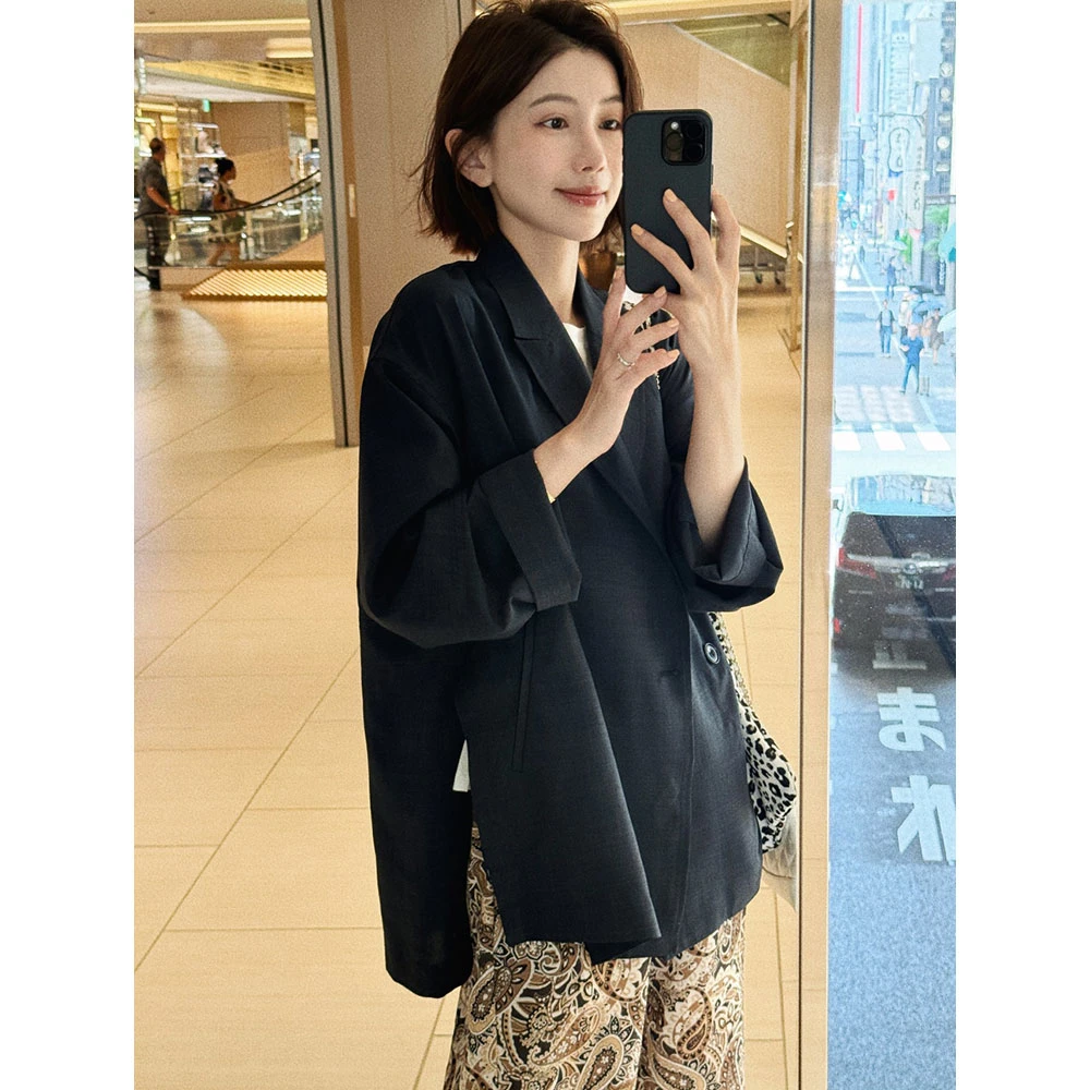 【MGDM】老钱风枪驳领小众日单面料轻薄防晒西装外套上衣女早秋