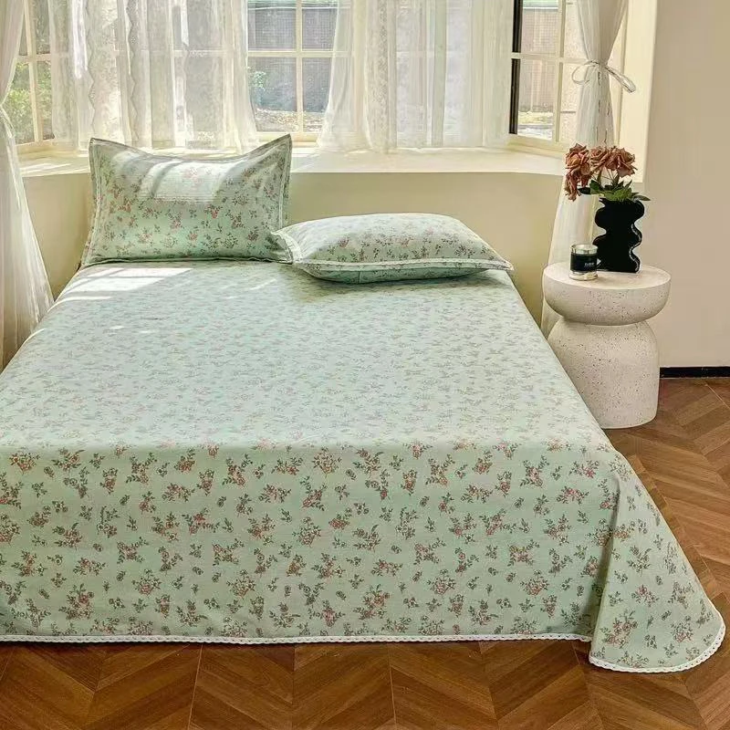 （恩熙甄选）细纱老粗布花边凉席三件套2.3x2.4