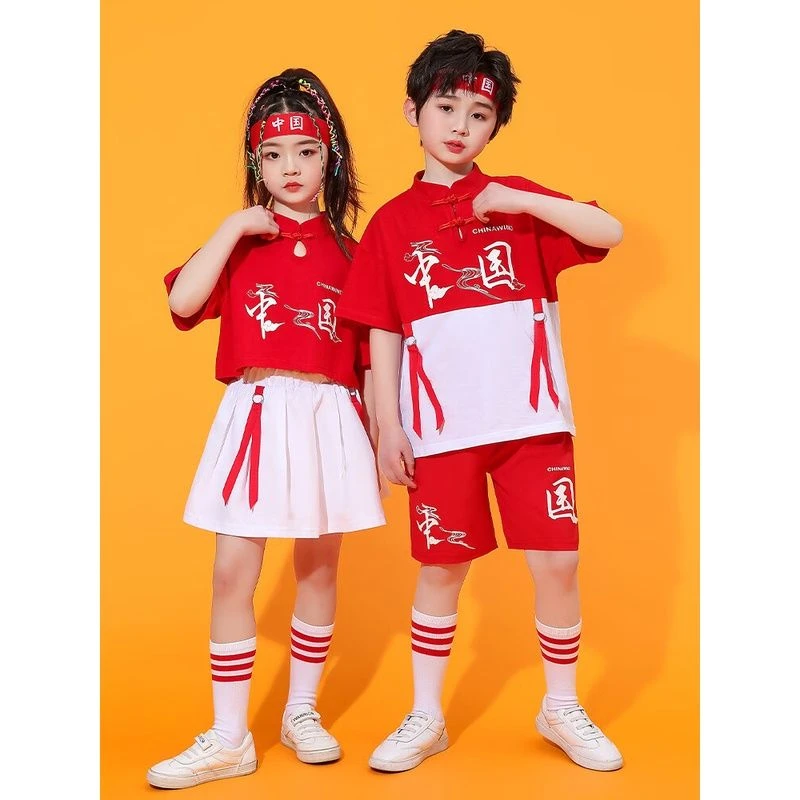 六一儿童中国风幼儿园舞蹈表演服唐装啦啦操小学生啦啦队演出服装