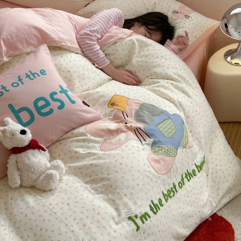 babyhouseI原创全棉双层纱超柔亲肤床上四件套母婴A类-自拍系列