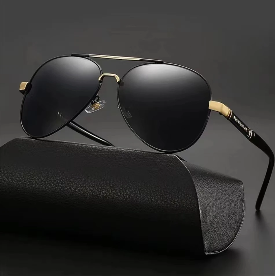 【高端时尚墨镜男士开车专用】+垂钓旅游双梁墨镜高清眼镜男款