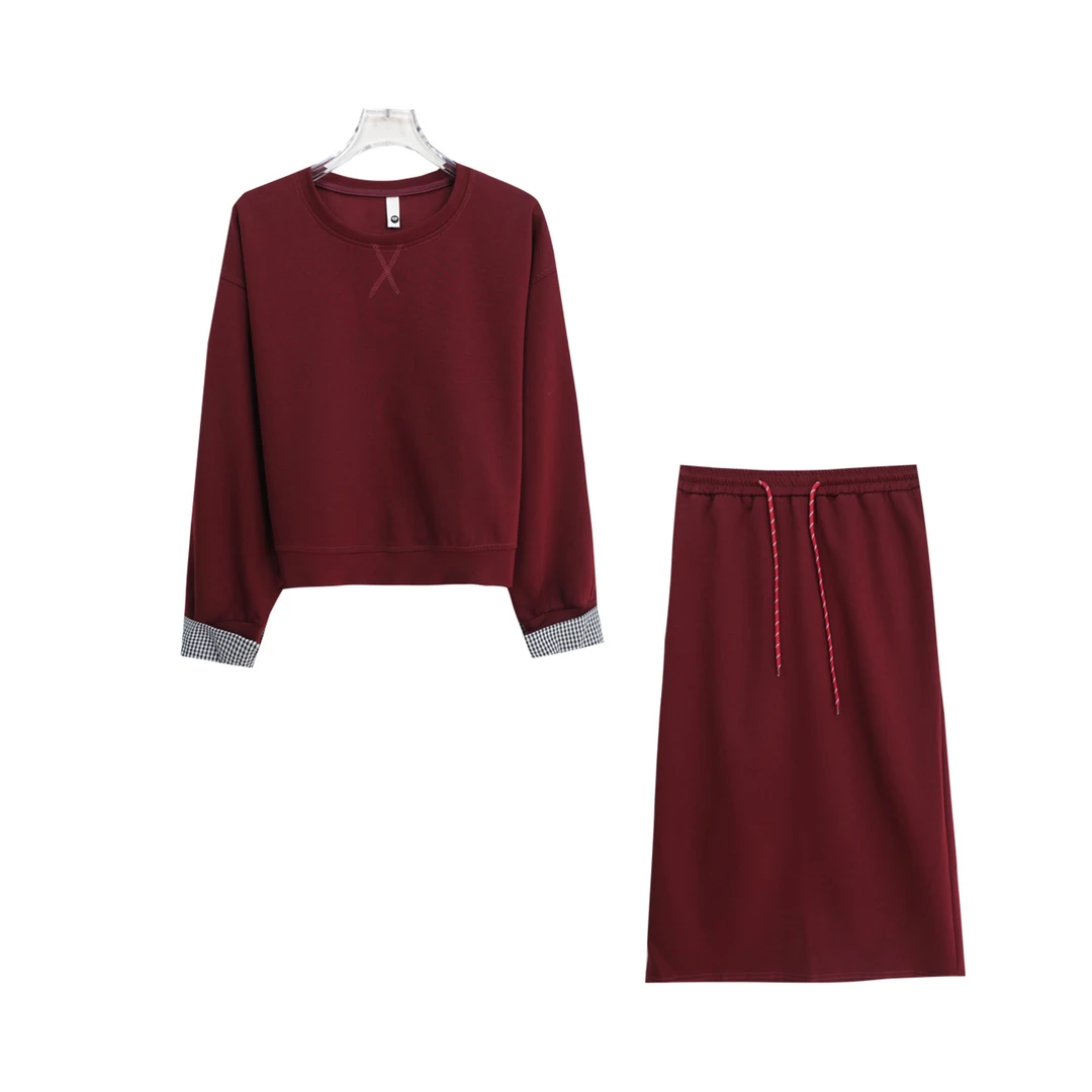 高级感拼接卫衣休闲半身裙简约百搭两件套X27174