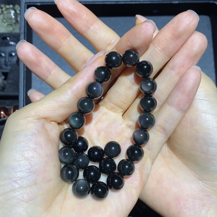 黑曜岩未镶嵌手链想****啡