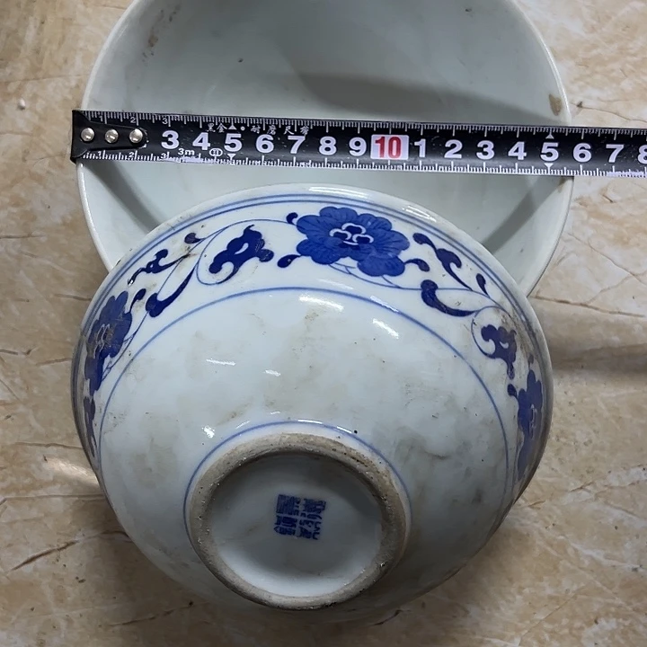 摆件陶2个15.5厘米芙蓉花碗景德镇