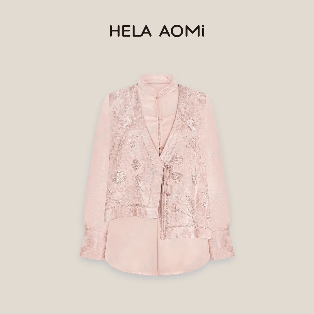 HELAAOMI “云中锦”叠穿风东方雅致亚麻时髦刺绣两件套CY5CM99559