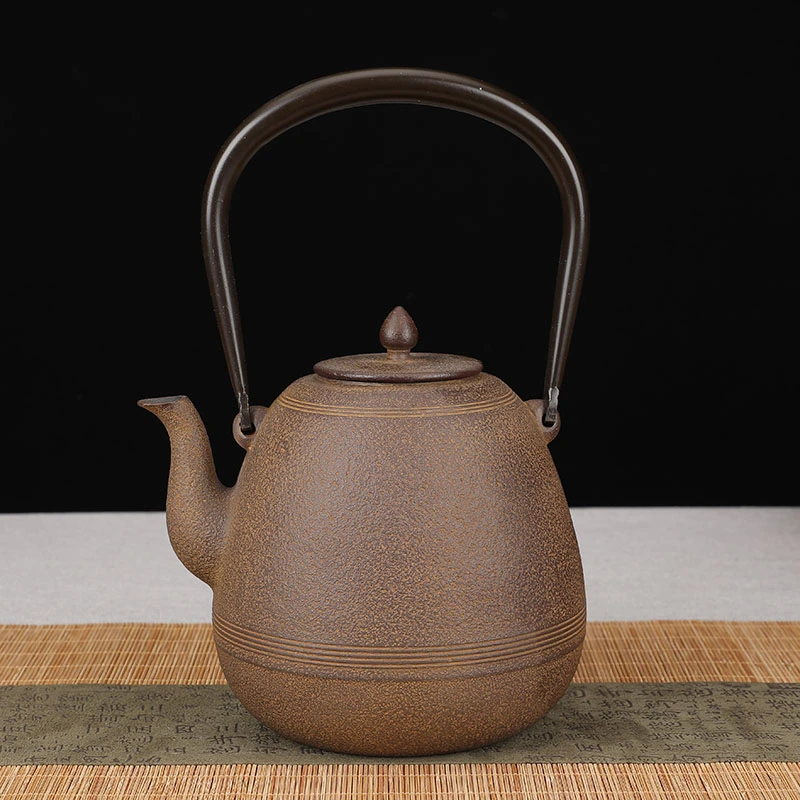 枣形素壶黄肌1.2升砂铁壶纯手工烧水泡茶专用失蜡法