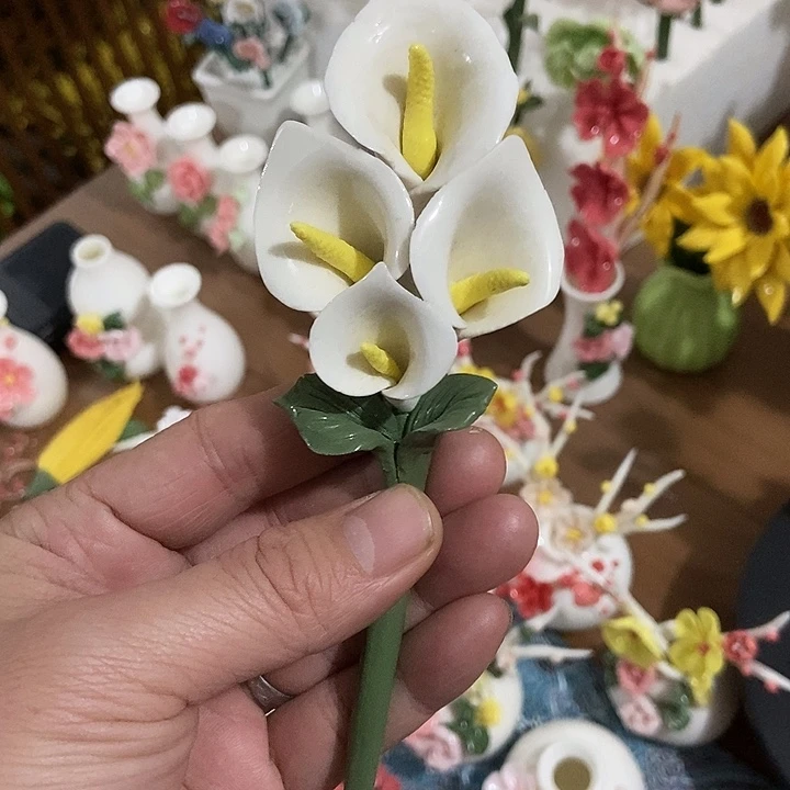 瓷片纯手工陶瓷花摆件