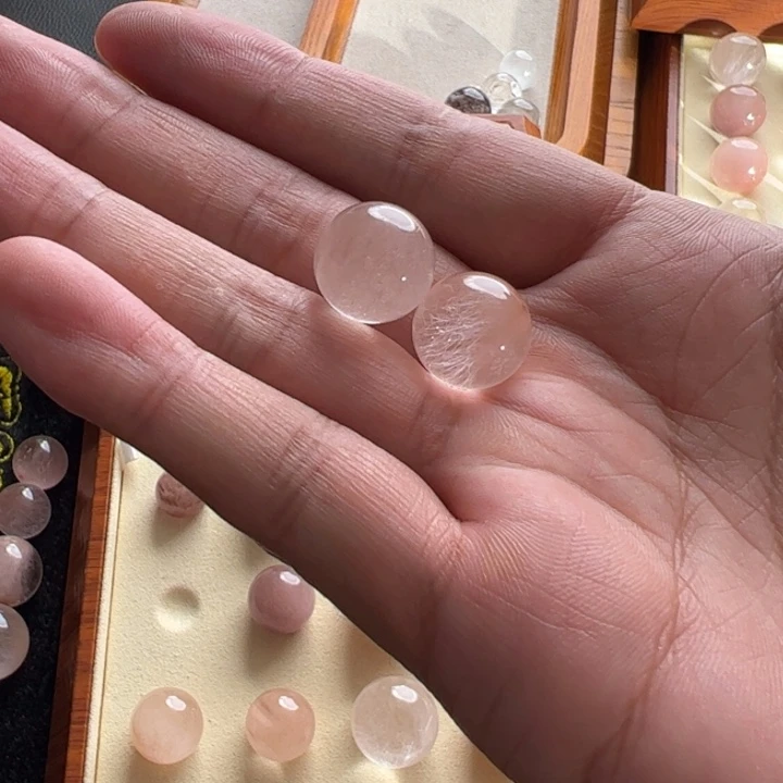 日****水晶手链未镶嵌14mm兔毛两颗定制通孔不退不换