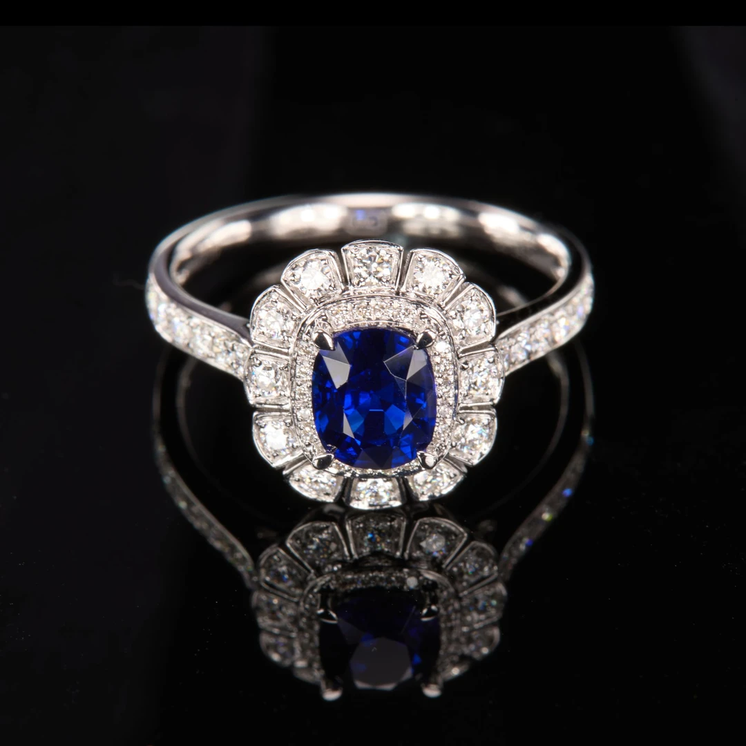 如苑珠宝18K金天然蓝宝石戒指1.07ct/GIA/皇家蓝/无烧/缅甸产地