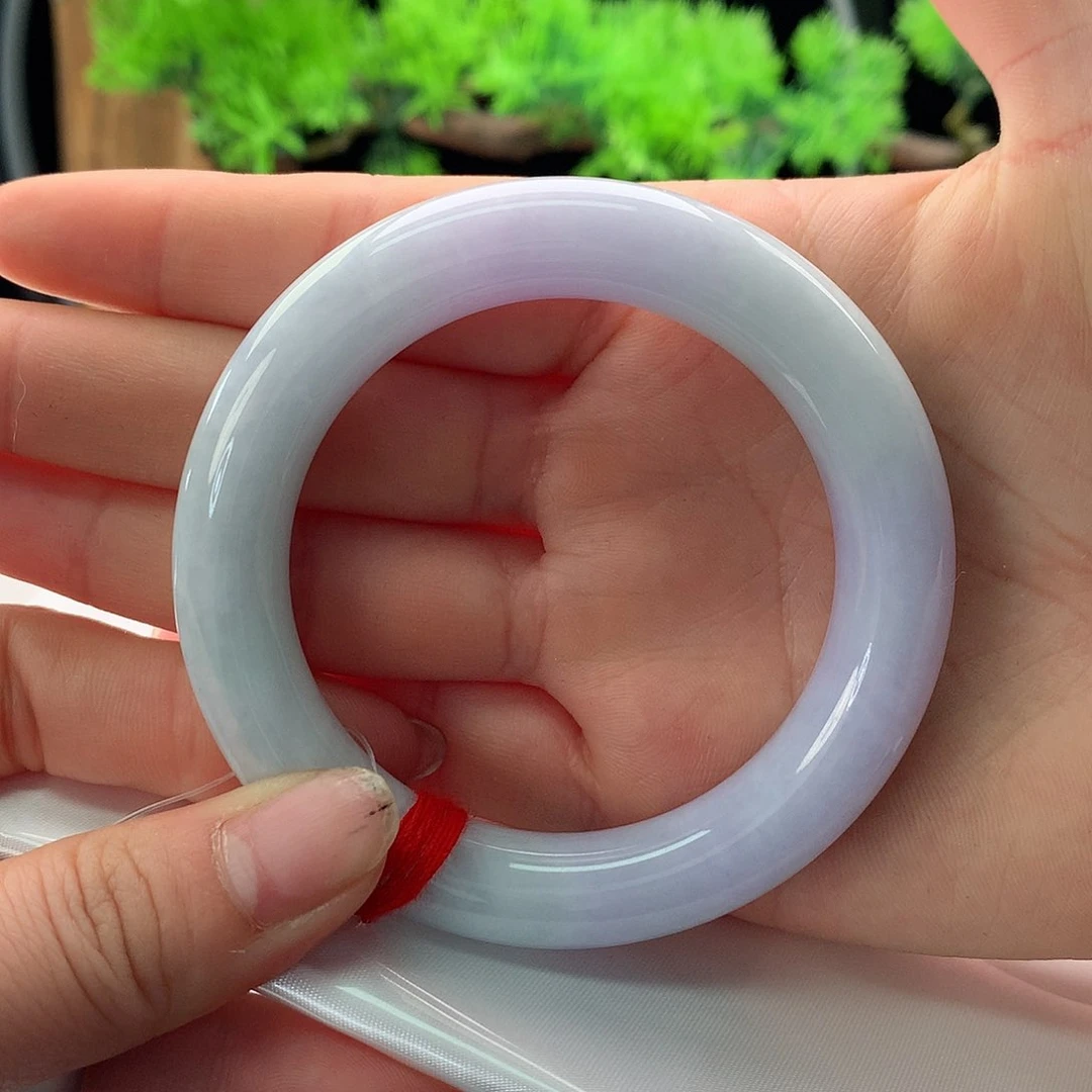 翡翠手镯未镶嵌53胖圆春彩