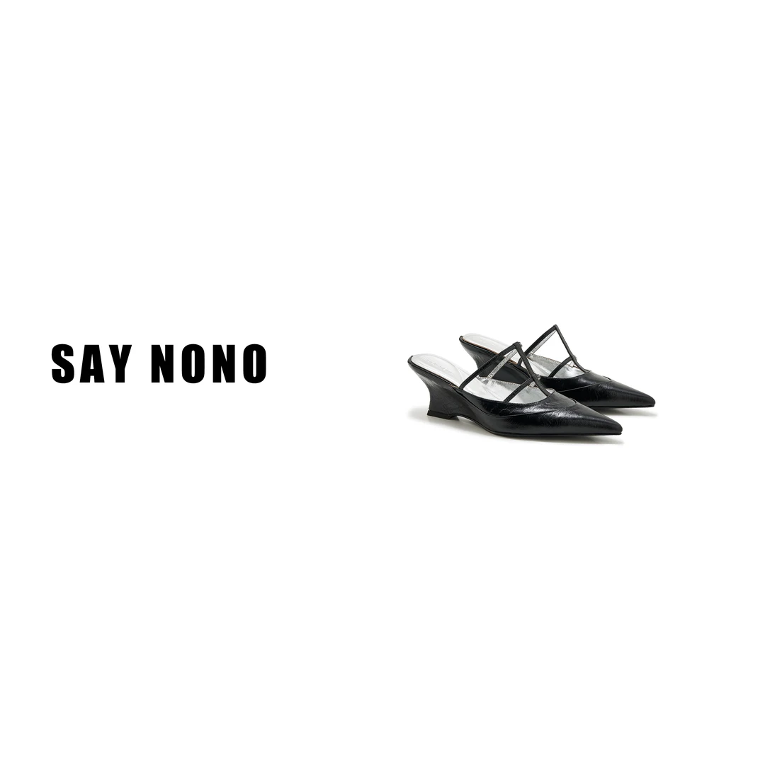 Say  nono  优雅气质镂空百搭包头通勤日常粗跟穆勒凉鞋6cm