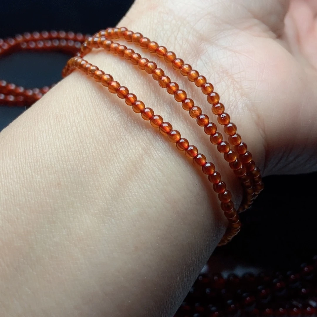 未镶嵌手链石榴石橙红色小米珠