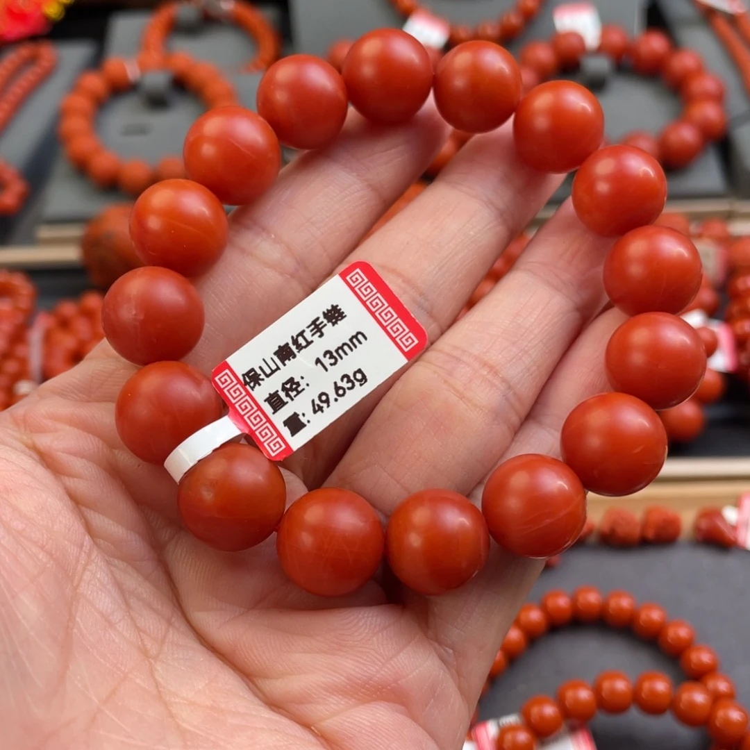 南红玛瑙保山南红13mm手链未镶嵌爱**涛