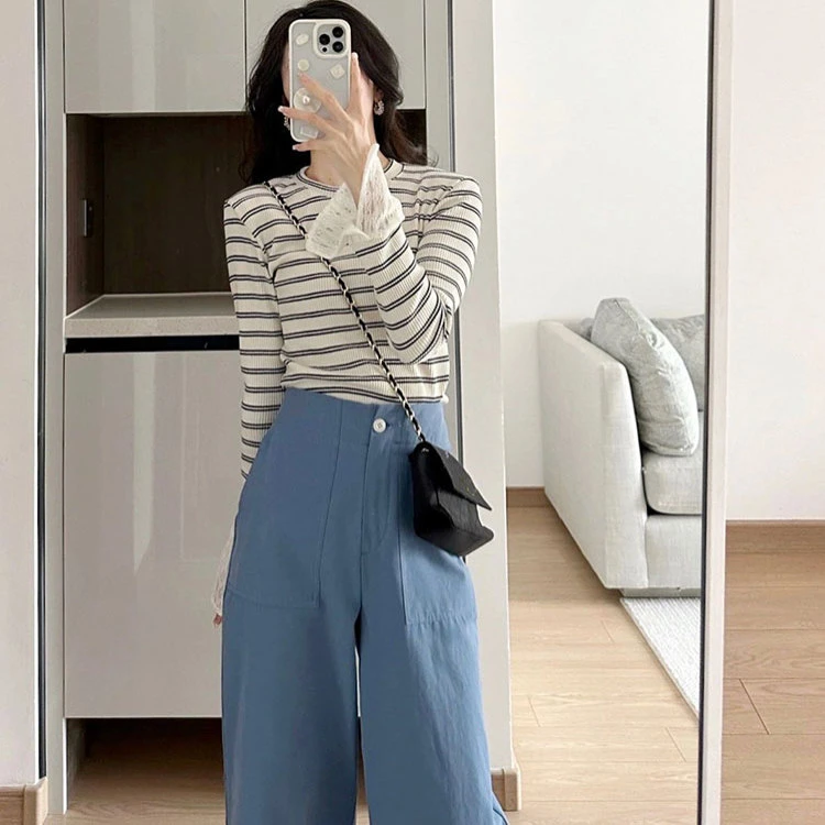 夏季2025新款法式通勤轻熟风小众别致高级感高腰显瘦直筒阔腿裤女