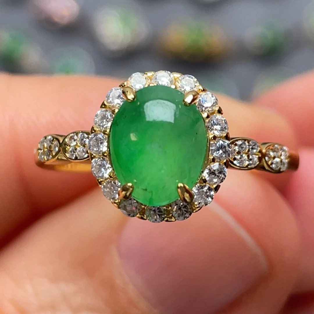 不***灵翡翠银S925镶嵌戒指