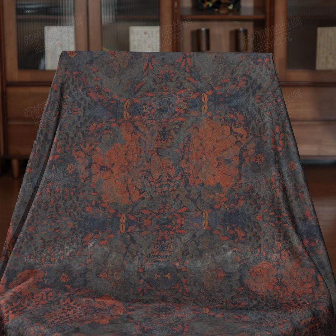 新【C85-58洛阳花】140*140香云高端定制国风提花百搭丝巾中国风