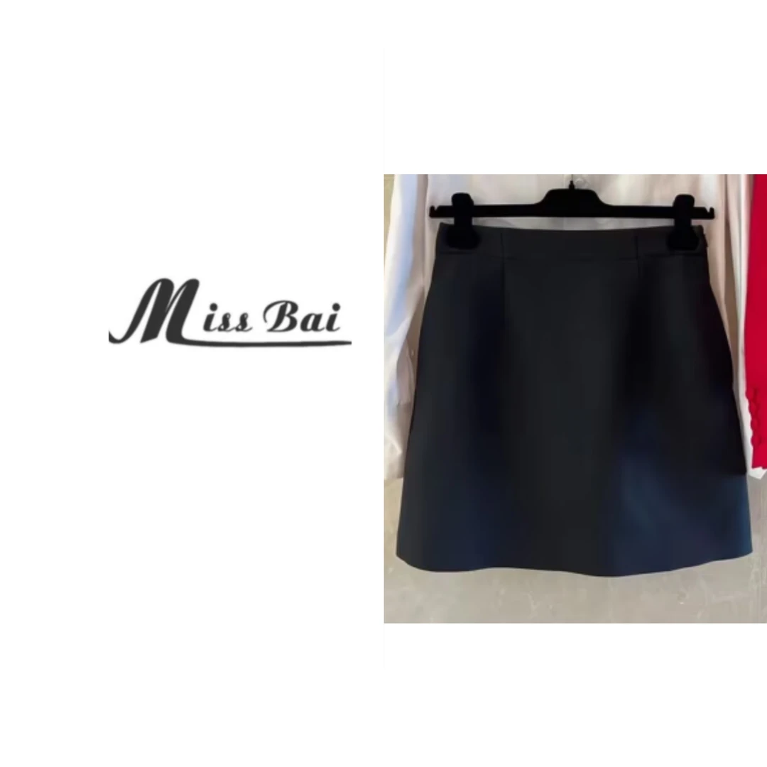 【白姐严选】25春夏新款百搭百搭纯色黑色半身A字裙-2025半身裙短裙