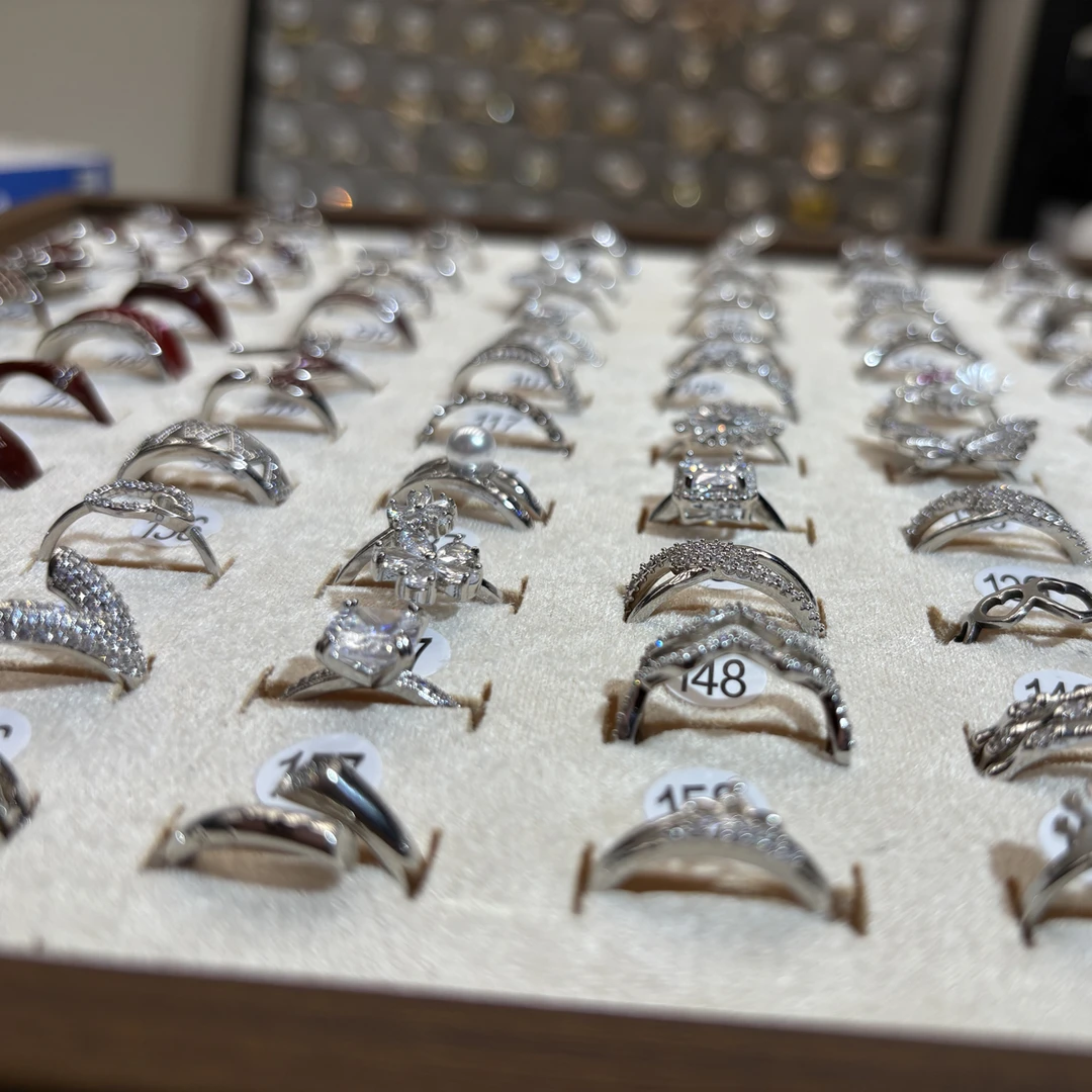 铜合金不锈钢锆石戒指 镶嵌调节素款中古时尚戒指饰品首饰指环