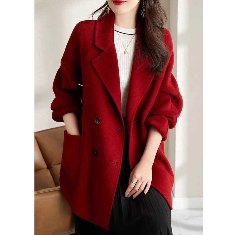 100%双面羊绒大衣女士秋冬季2025年新款小个子流行中长款毛呢外套