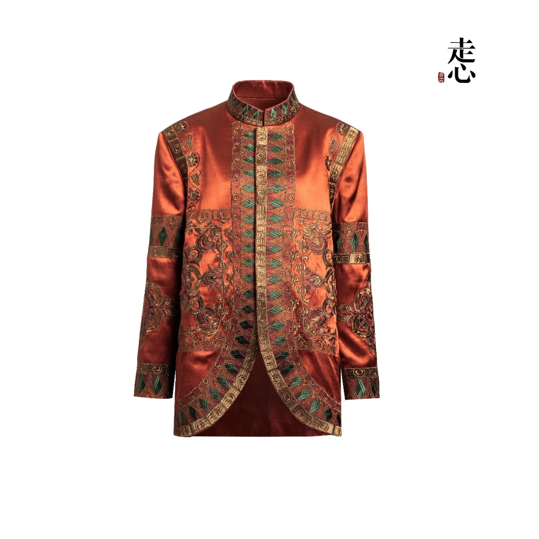 【香云走心】莲花三兔金橘 西装24ZWT5122中式复古双面立领民族风