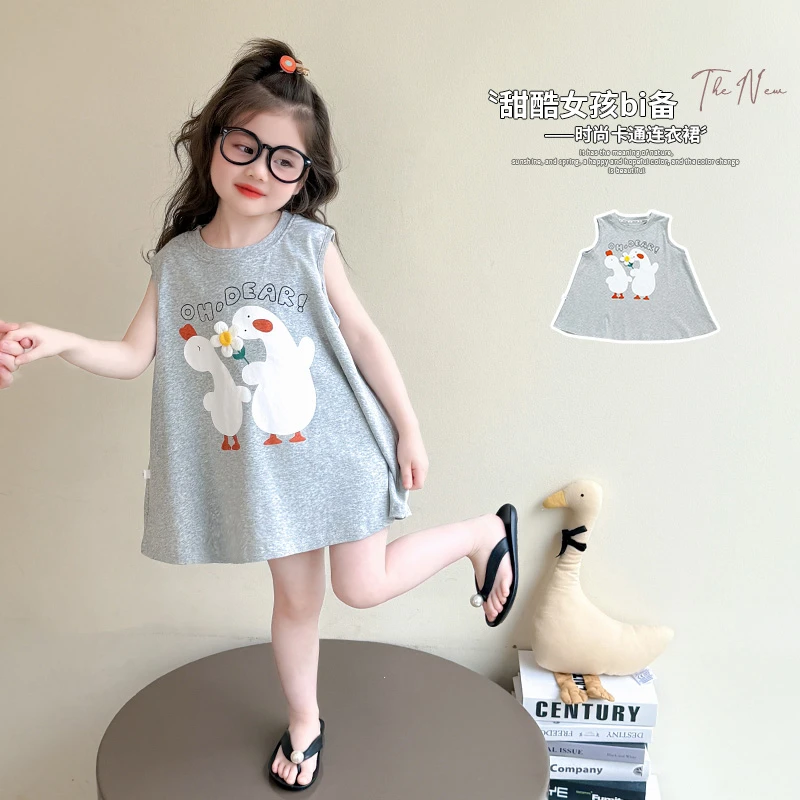 女童夏季连衣裙2025新款儿童背心裙慵懒风女宝宝夏天纯棉无袖裙子