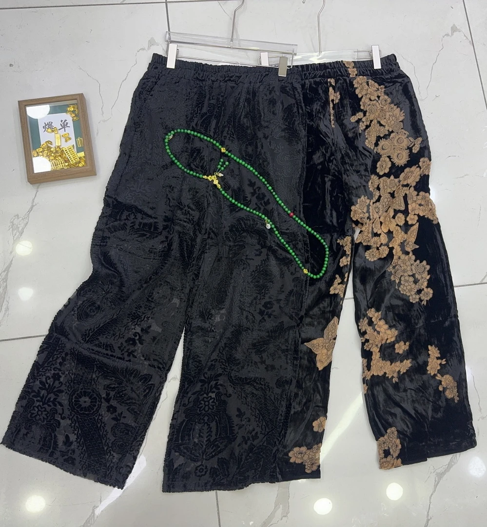 夏季新款宽松提花高腰阔腿裤时尚百搭