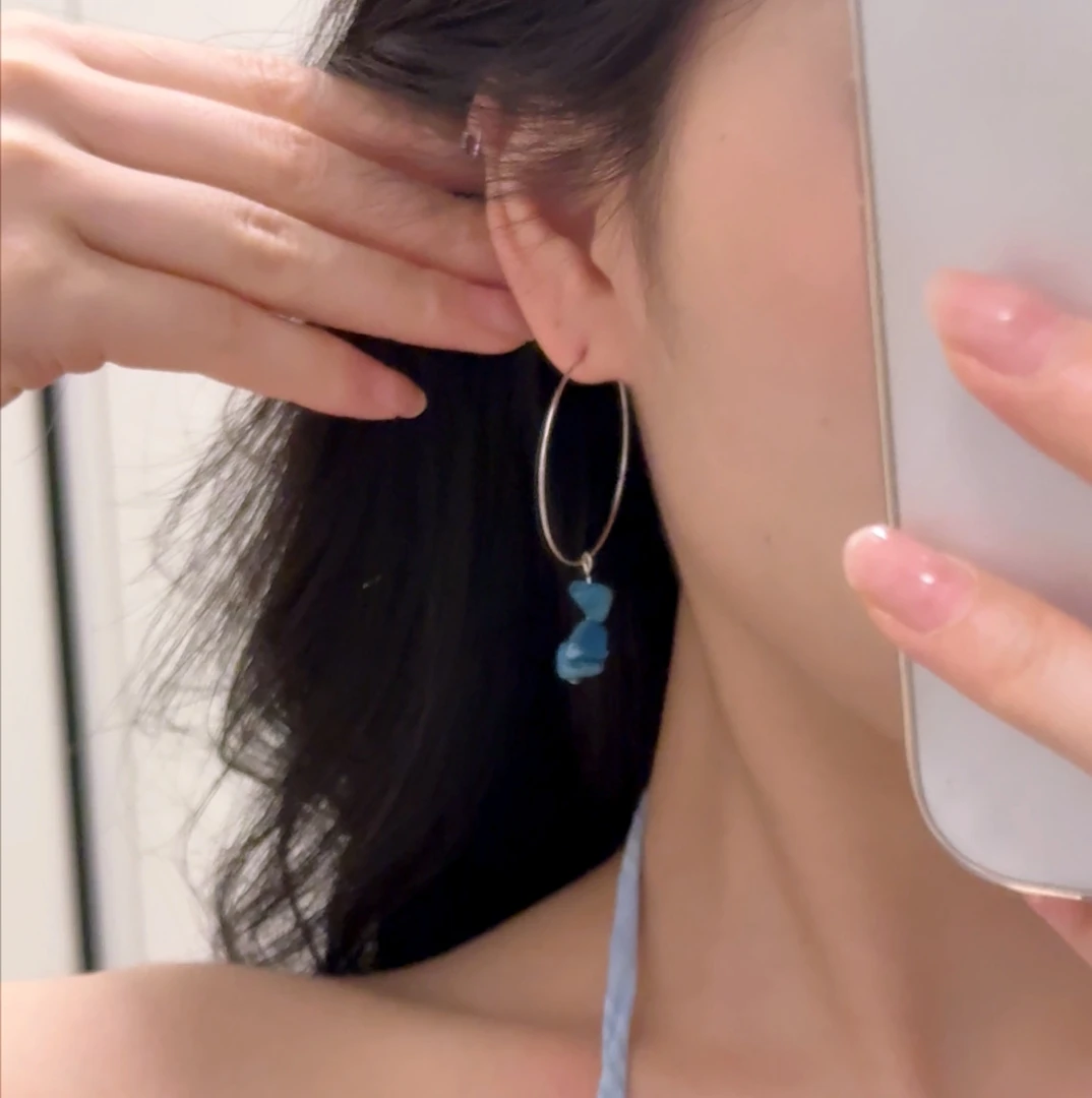 合金无非金属耳饰 法式复古不规则碎石耳环女小众设计感百搭高级