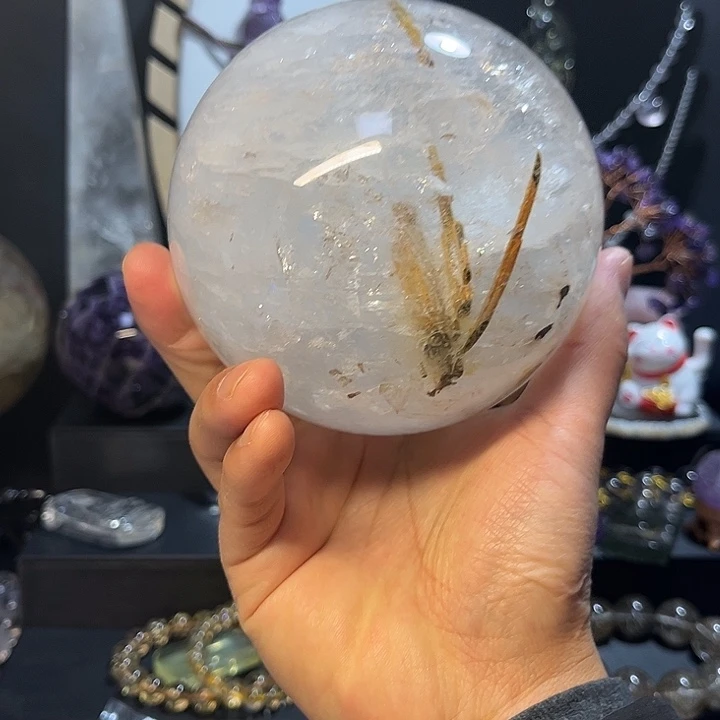 大型摆件（非配饰）紫晶未镶嵌天然白水晶球