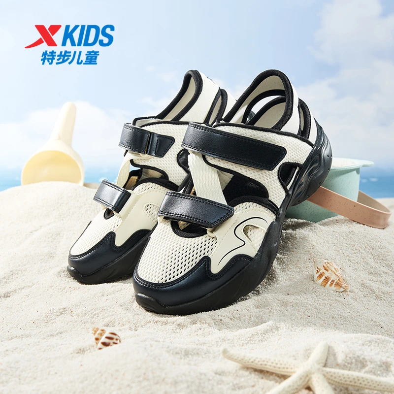 【老板专属】C319特步儿童夏季新款凉鞋休闲轻便魔术贴运动鞋