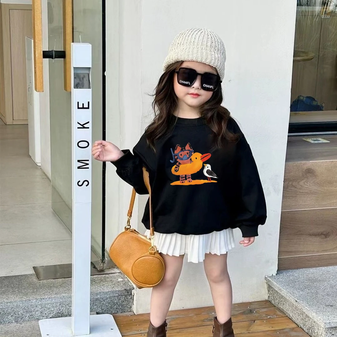 女童宝宝长袖打底外穿上衣韩版男童秋冬休闲卡通加绒款圆领卫衣潮