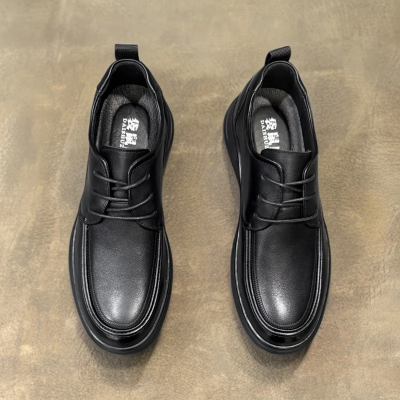 头层牛皮系带休闲皮鞋