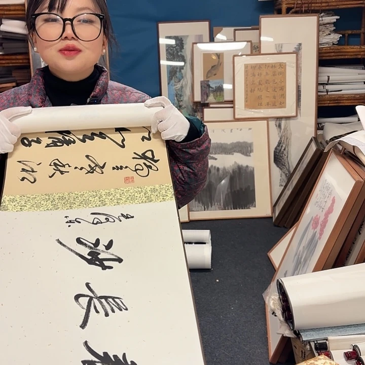 国画手绘作品五米长卷带锦盒