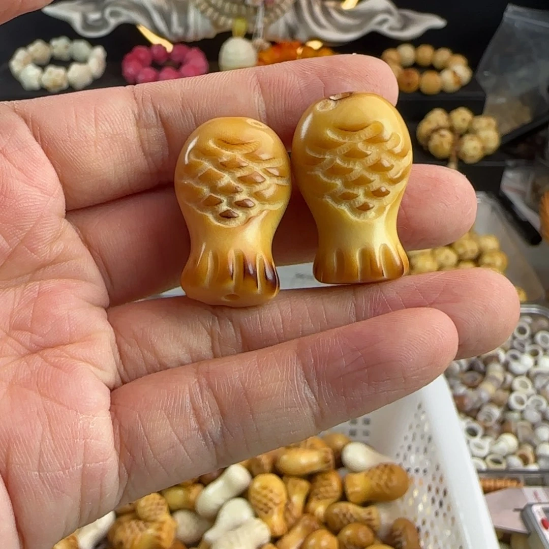 菩提根/象牙果手串微瑕牙果炭烤大鱼10颗个别表面有考痕