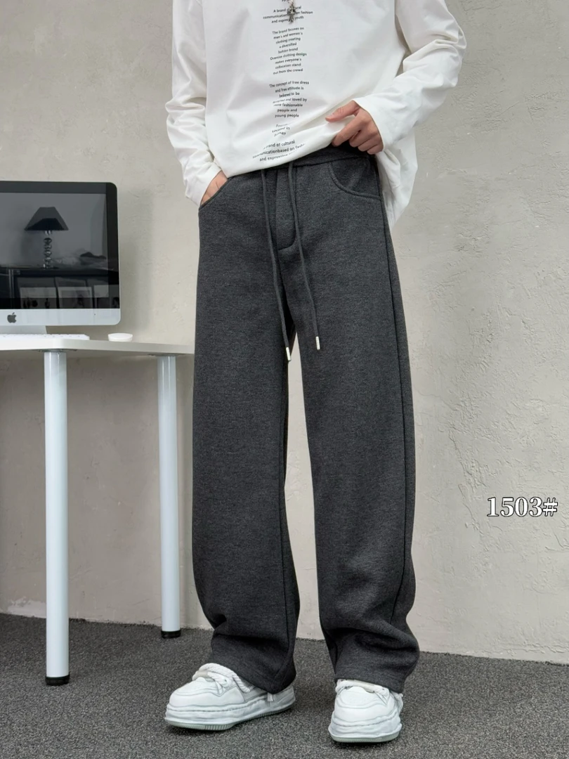 【年货款！加厚加绒】冬季潮流男士休闲简约时尚百搭直筒休闲裤1503