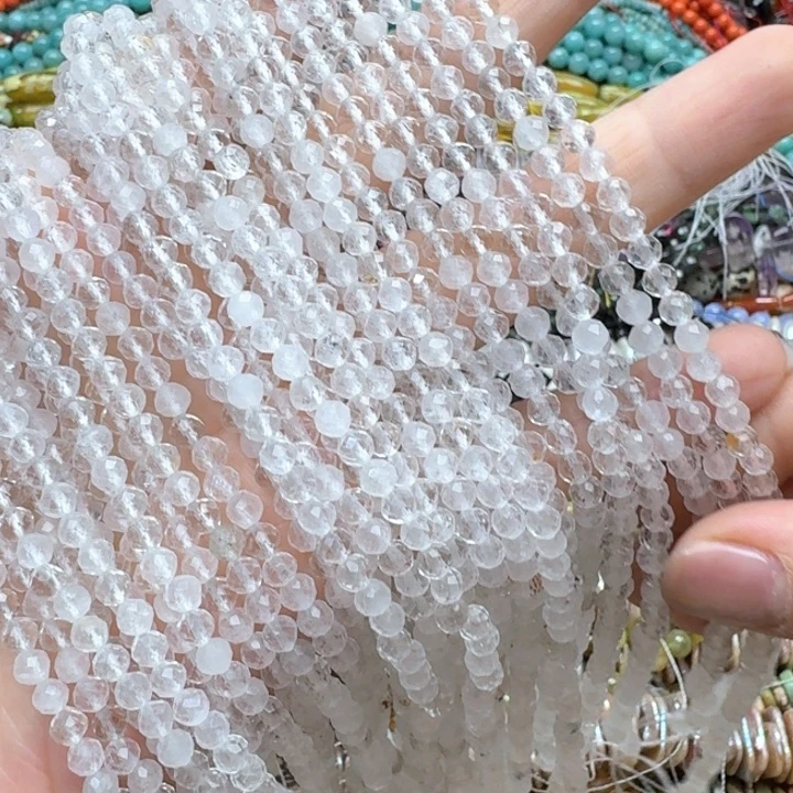 合金玛瑙/玉髓珠宝半成品一条4m白水晶切面