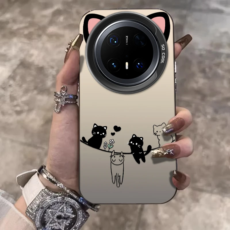 小猫耳朵适用华为mate60Pro手机壳mate70rs卡通50/40防摔保护外壳
