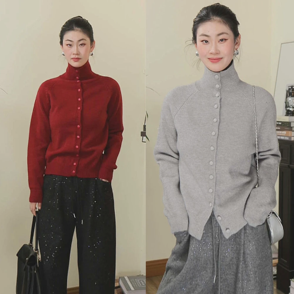 【拉法LARFille】「朗姆红茶」高个子定制修身毛衣开衫