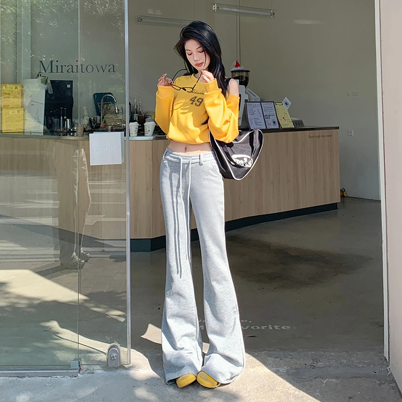 2025春季好货年新款少女运动高腰微喇休闲裤女