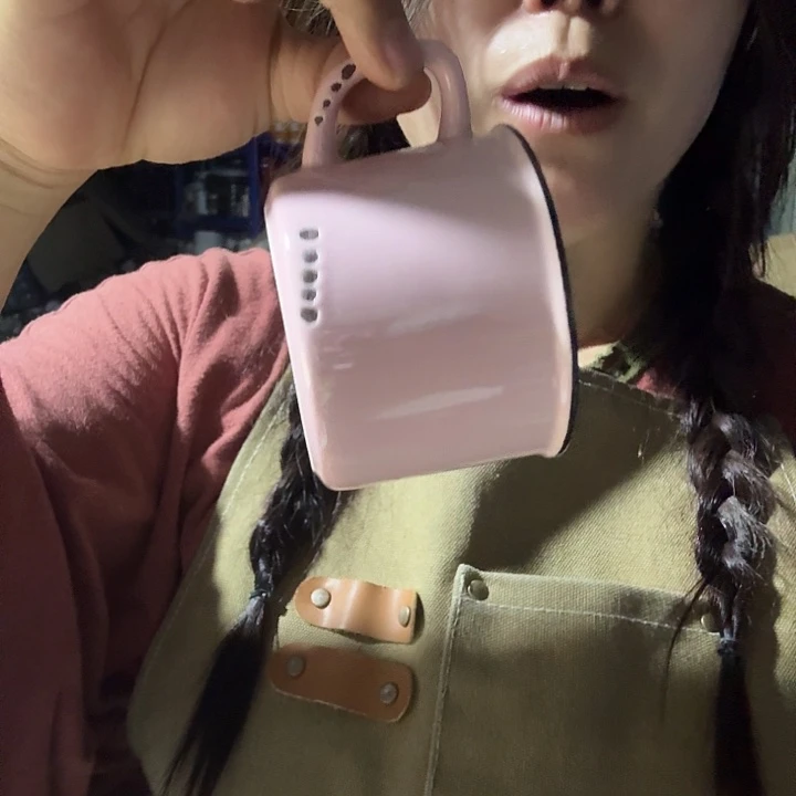 外贸尾单高温陶瓷微瑕粉色仿搪瓷杯子