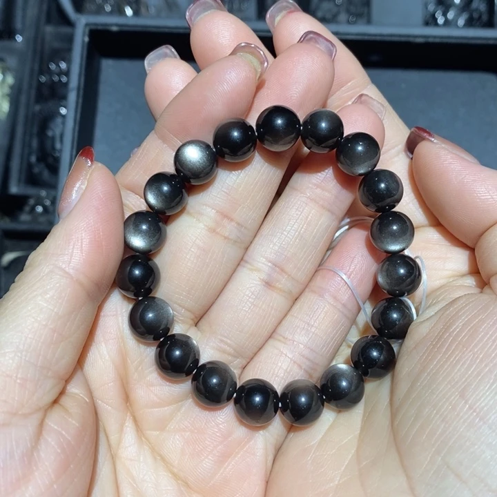 黑曜岩手链未镶嵌紫*花