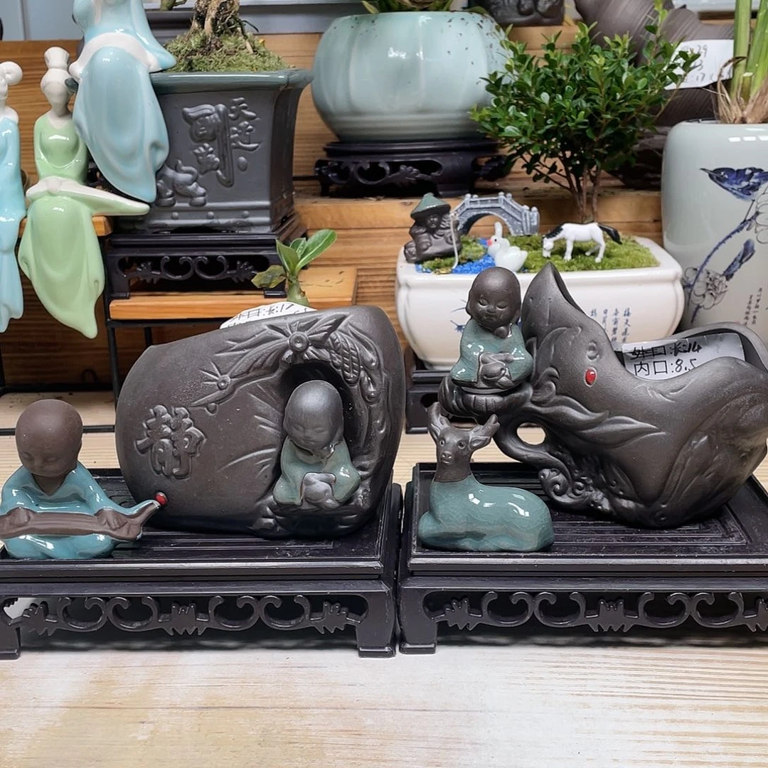 紫砂花盆陶瓷艺术花盆陶瓷