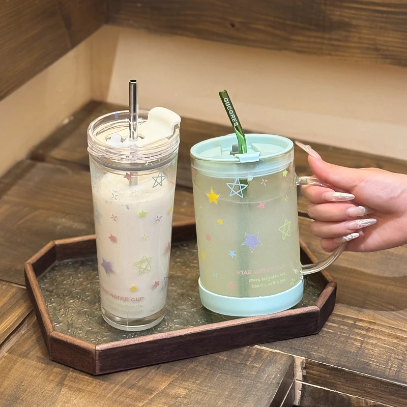 来自星星的杯2025新款便携杯子高颜值高硼硅玻璃杯带盖办公室泡茶