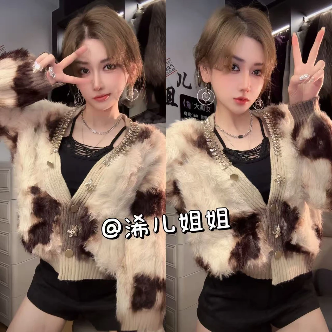 （浠儿家）韩系秋冬高级感慵懒风超好看软糯重工钉钻毛衣针织衫