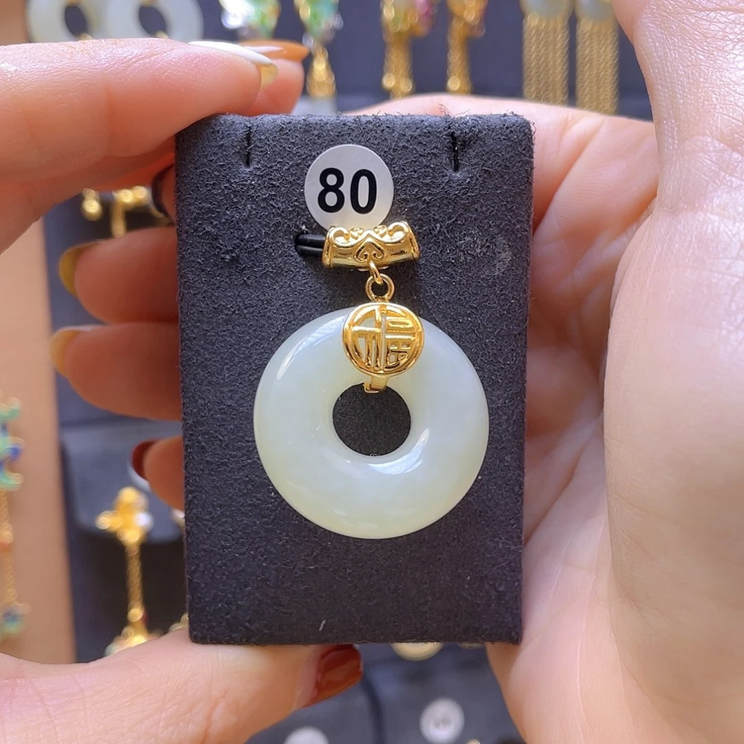 和田玉银S925镀金镶嵌颈饰