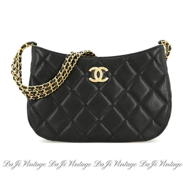 99新 Chanel/香奈儿 大吉中古/24C黑金hobo大号单肩包