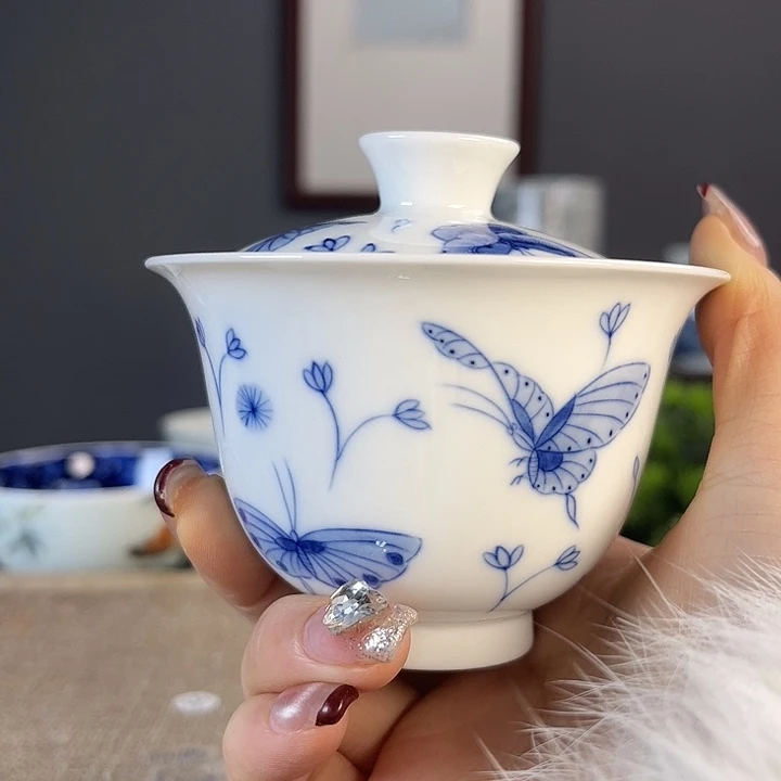 摆件景德柴烧茶杯多人