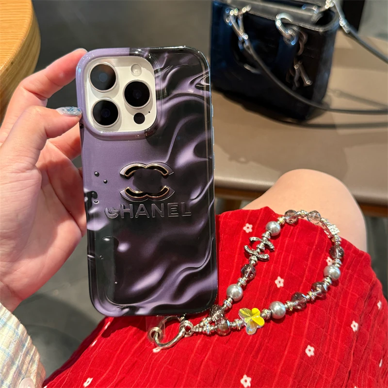 气质潮牌晕染水波纹适用iPhone16promax苹果15手机壳14全包13链条