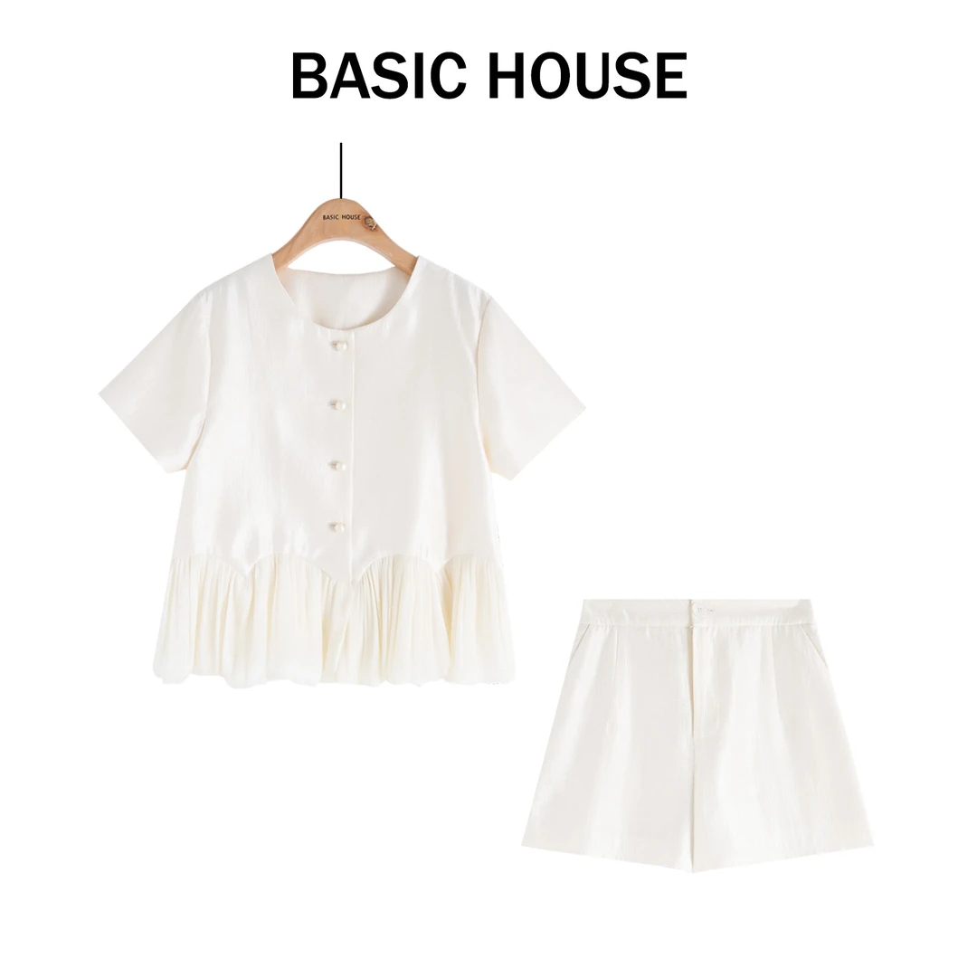 Basic House/百家好无袖小香风气质白色时尚女套装B1385B5F622