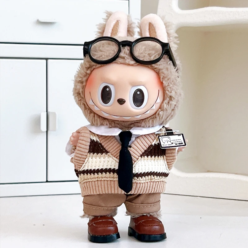 搪胶娃娃拉布布衣服马卡龙换装娃衣可爱超萌学院风17cm